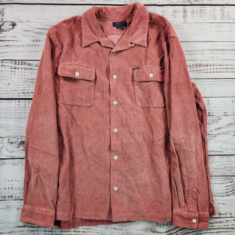 Polo Ralph‎ Lauren Classic Fit Corduroy Camp Shirt Men's XXL Dusty Rose Pink